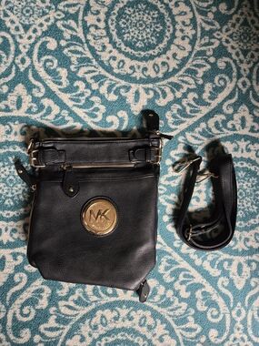 Michael Kors Inspired Black Faux Leather Crossbody Bag